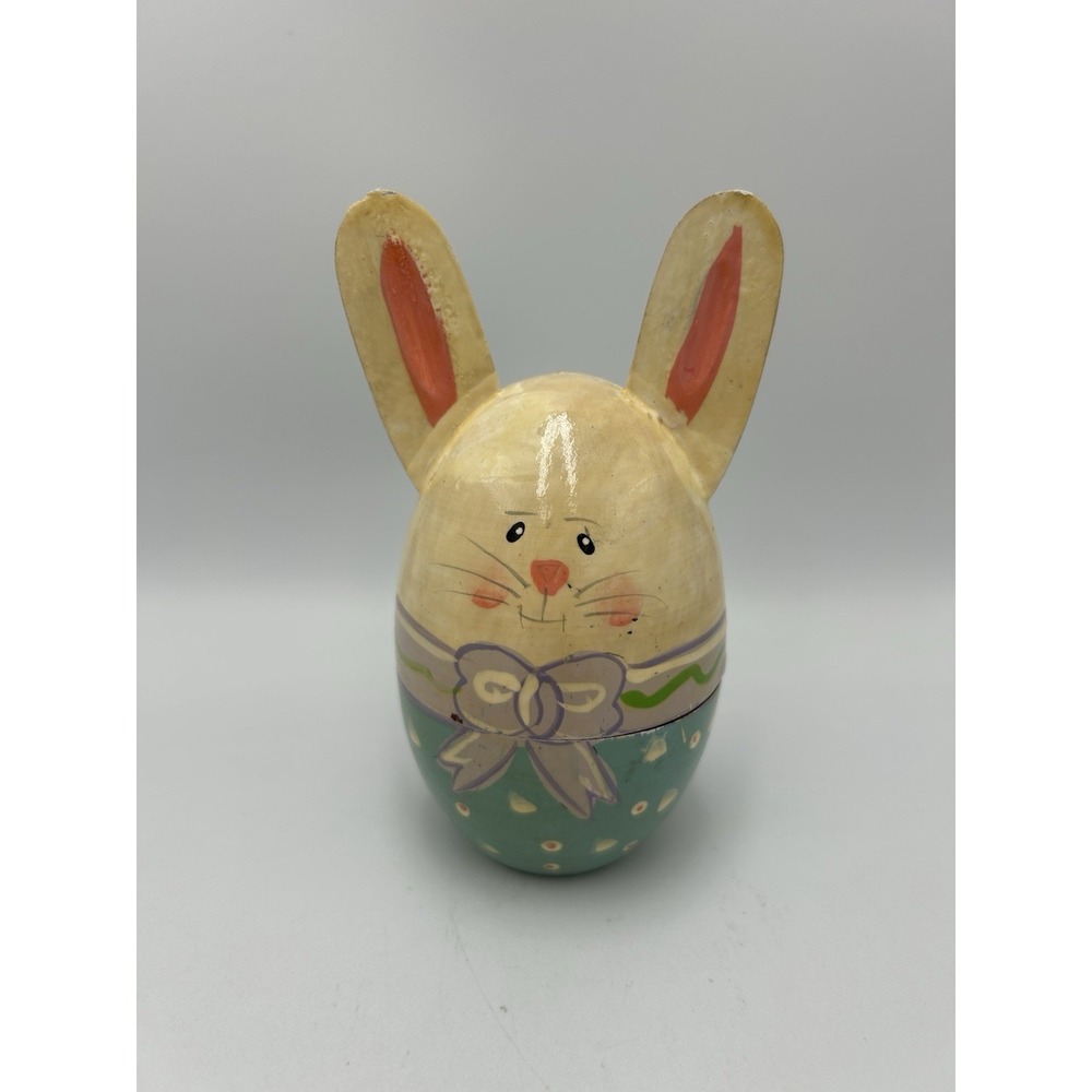 Vintage 1992 Midwest Importers Bunny Rabbit Wooden Nesting Dolls Set of 3 Easter